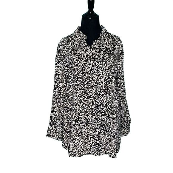 Grand & Greene Leopard Print Blouse ¾ Long Sleeve Medium - Picture 1 of 12